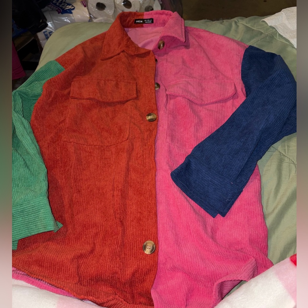 SHEIN Colorblock Corduroy button down small